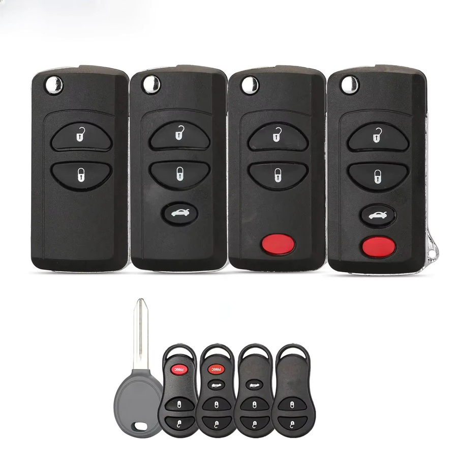 Jingyuqin Modifizierte Fernbedienungs-Schlüsselhülle für Chrysler Dodge Stratus Ram Durango Dakota Jeep Grand Cherokee FOB 2/3/4 Tasten, Schwarz - Bild 3