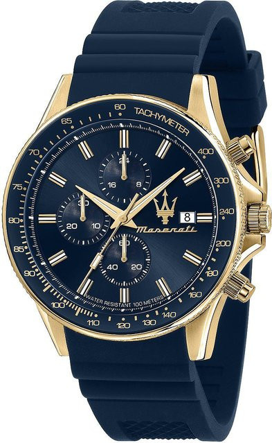 Maserati Chronograph, Edelstahl, Blau, Quarz, 44 mm, Herrenuhr - Bild 1