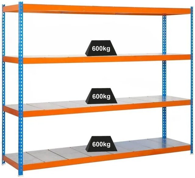 PROREGAL Schwerlastregal Metal Beast Four aus Metall in Blau-Orange, H x B x T: 200 x 180 x 90 cm, Fachlast 600 kg - Bild 1
