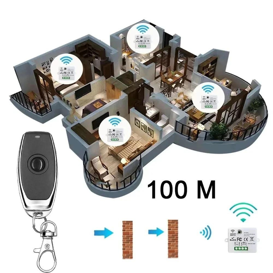 YJMP RF 433MHz Kabelloser Fernschalter 1-Kanal RF Relais Empfängermodul für LED-Lichter, Lampen und Ventilatoren, Farbe: Weiß, 220V - Bild 4