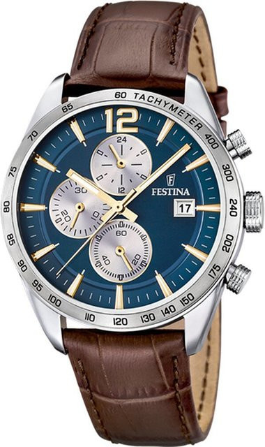 Festina Chronograph, Quarz, Edelstahl, Blau, 44 mm, Herren - Bild 1