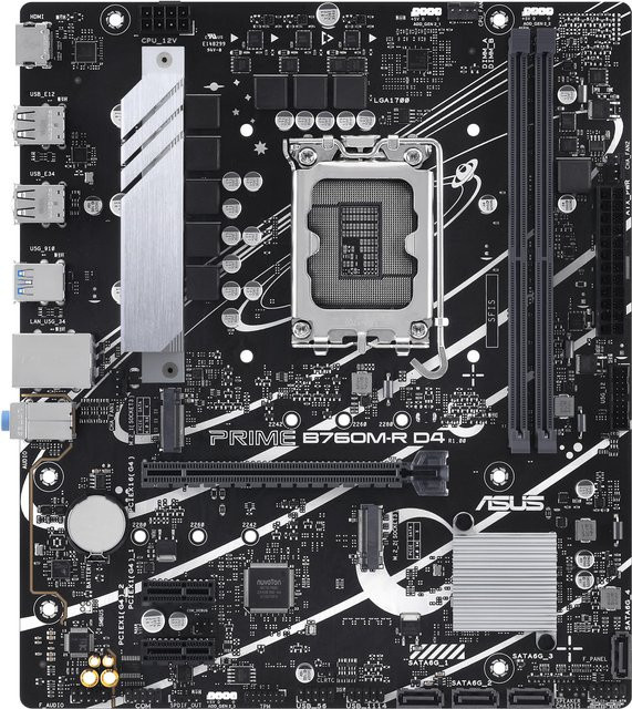 ASUS Prime B760M-R D4 Mainboard mit LGA1700-Sockel, B760 Chipsatz, Micro ATX, DDR4, 2,5 Gigabit LAN und USB 3,2 Gen 1 in Schwarz - Bild 2