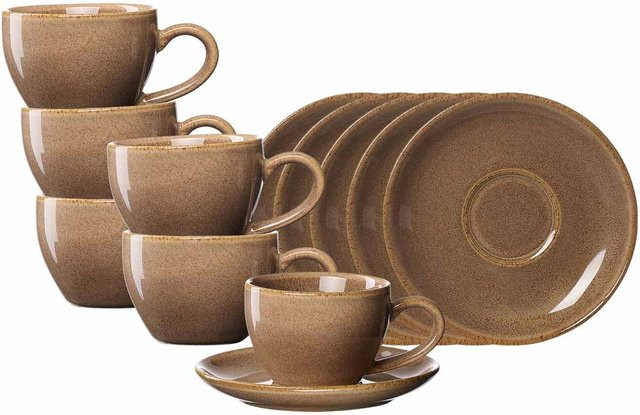 Ritzenhoff & Breker Espressotassen mit Untertassen Sahara in Braun, 6er Set, 100 ml - Bild 1
