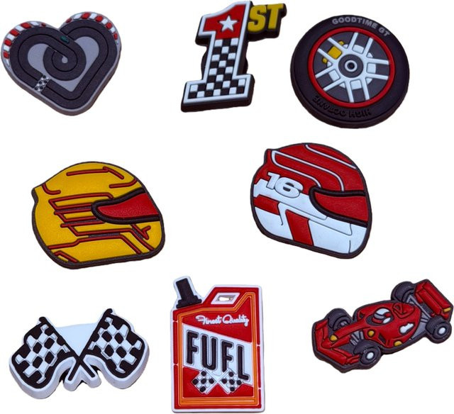 Happye&TiTi Schuh-Charms, Cartoon-Rennwagen, PVC, 8 Stück - Bild 1