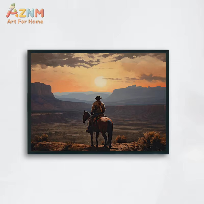 Kayou Vintage Western Cowboy Reitkunst Poster als Leinwanddruck in Mehrfarbig - Bild 2