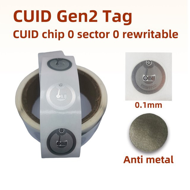 Llinger Aufkleber Wet Inlay 13,56 MHz CUID S50 1K RFID-Tag mit veränderbarer UID für NFC Android MCT Copy Clone - Bild 1