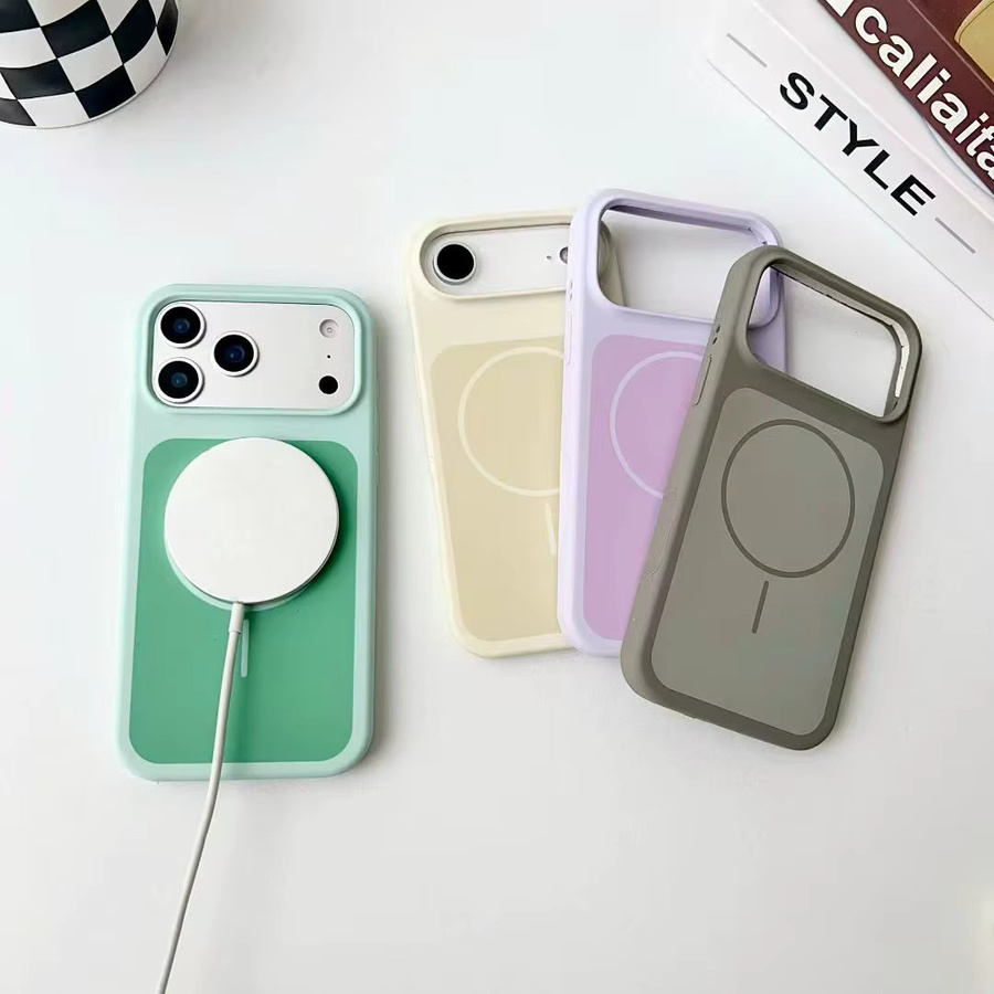 Apple iPhone 17 Pro Max Silikon-Magnet-Telefonhülle in Schwarz mit matter Oberfläche und Luftstropfenschutz für kabelloses Laden - Bild 2
