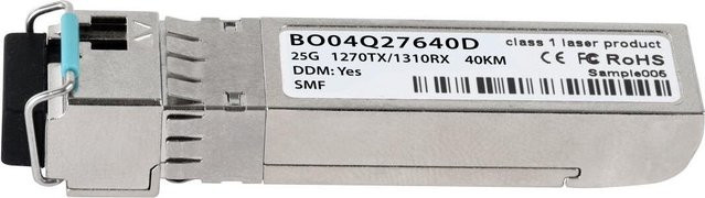 BlueOptics bidirektionaler SFP28 Transceiver 25GBASE-BX-U, Singlemode Fiber, TX1270nm/RX1330nm, 40KM, LC-Simplex, DDM, Farbe: Silber - Bild 1
