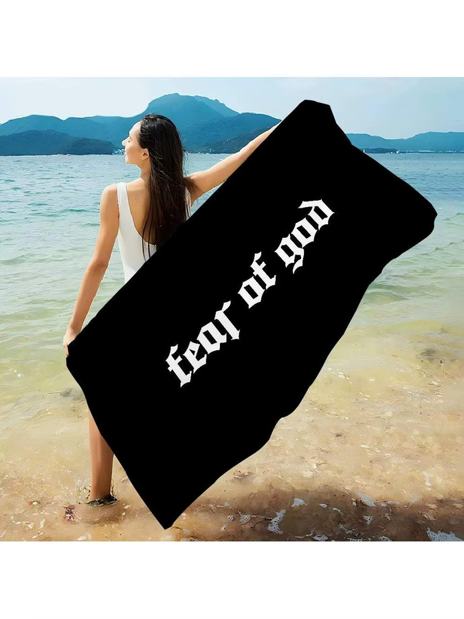 Fashion E-Essentials F-Fear Of God Strandtuch aus Mikrofaser in Schwarz für Yoga, Schwimmen und Resort - Bild 7