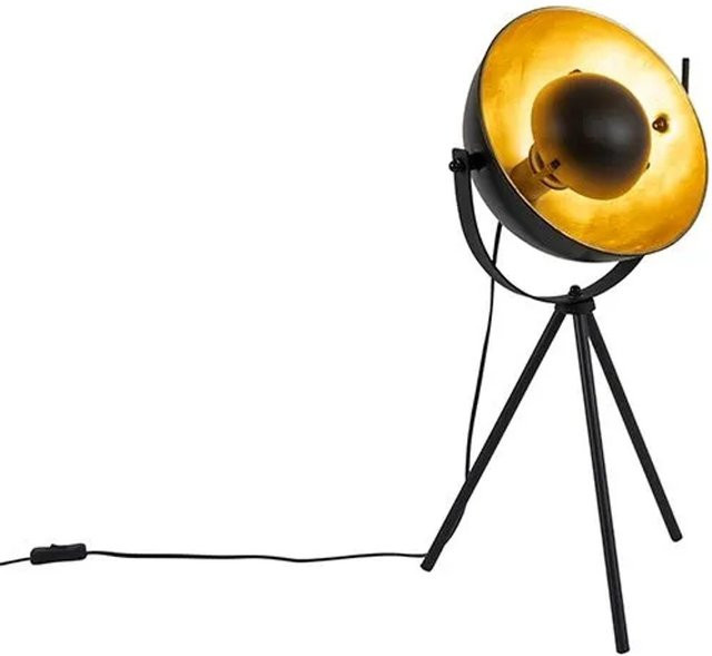 QAZQA Tischlampe Magnax in Schwarz und Gold, verstellbares Stativ aus Stahl, dimmbar, Höhe: 63,3 cm - Bild 1