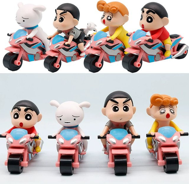 Bandai Crayon Shin-chan, Anime Figur, Motorrad Modelle, 4-teiliges Set - Bild 1