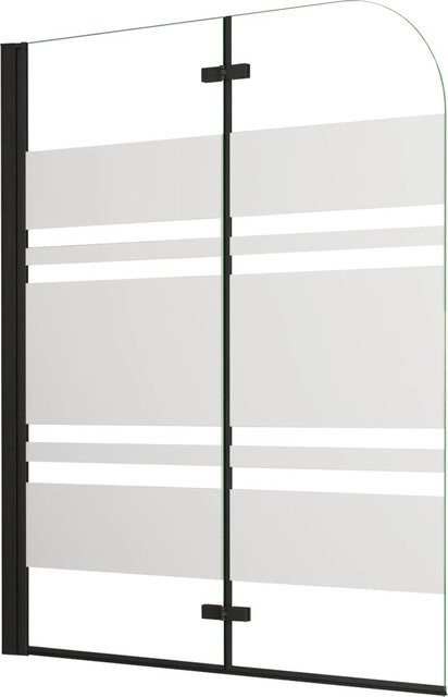 AICA Faltwand Badewanne 2-teilig Schwarz B: 110 cm, H: 140 cm mit 6mm Nano ESG Glas - Bild 1
