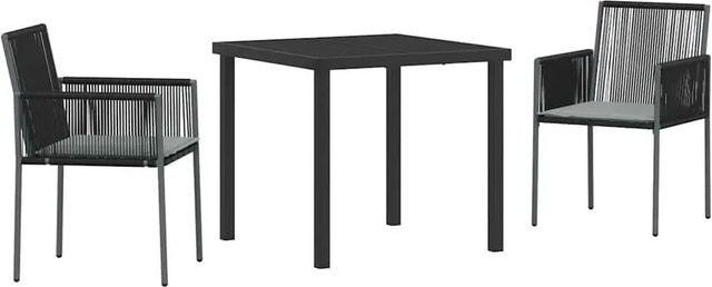 vidaXL Garten Essgruppe aus Poly-Rattan und Stahl in Schwarz, 3-teilig mit rechteckigem Tisch und Sicherheitsglas, B/T/H: 80 x 73 x 80 cm - Bild 1
