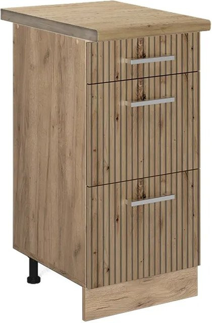 Vicco Küchenunterschrank R-Line Artisan-Eiche/Goldkraft Eiche mit Schubladen, B: 40 cm, H: 81,6 cm, T: 60 cm - Bild 1