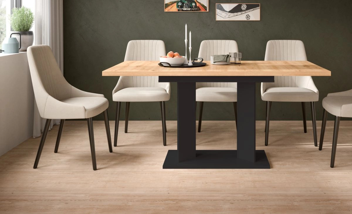 Esstisch Anton von Inn.Furn, ausziehbar, Eiche und Schwarz, Rechteckig - Bild 4