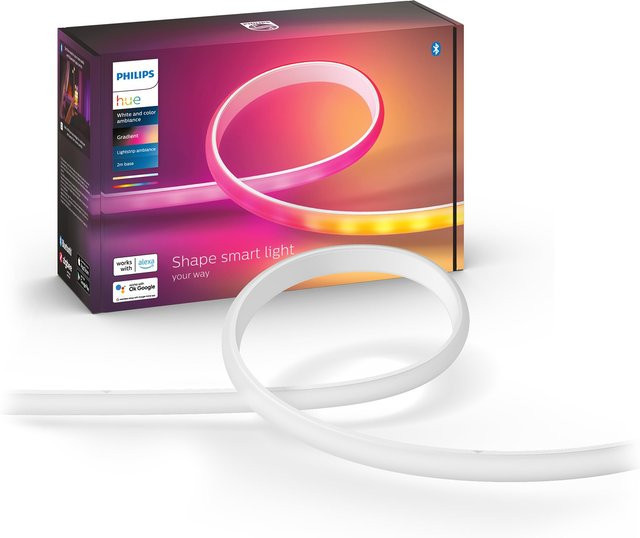 Philips Hue LED-Streifen Basis-Set RGBIC Mehrfarbig mit Warmweiß und Kühlweiß, 2 m Länge, Smart Home kompatibel mit Alexa und Matter - Bild 1