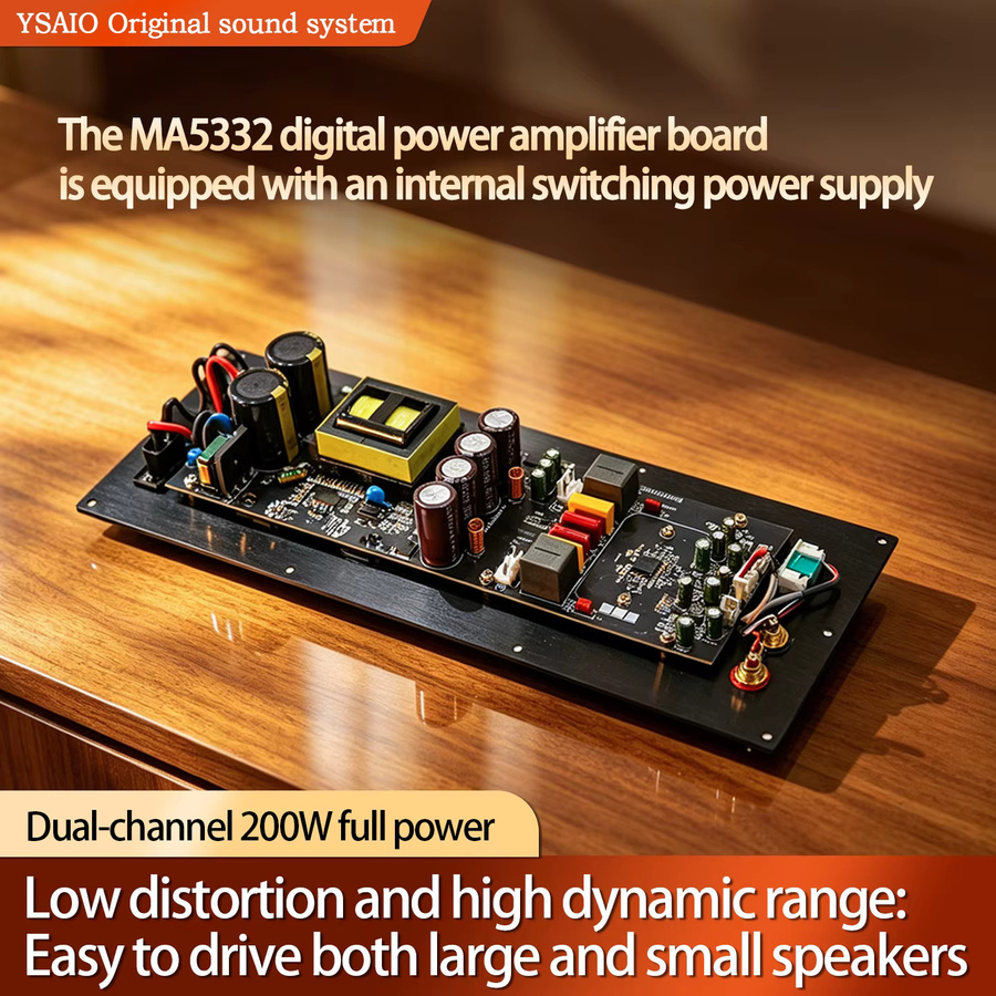 Ysaio Ma5332Ms Pure Power Amplifier Hochleistungs-Digitalverstärkerplatine in Multicolour mit 2X200W Zweikanalmodul für HiFi Audiophile-Qualität - Bild 2
