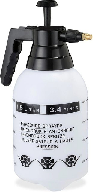 Relaxdays Pumpsprüher aus Kunststoff und Messing, einstellbar, Schwarz und Weiß, 1,5 l - Bild 1