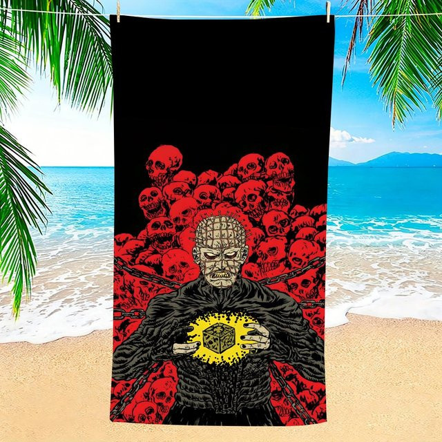H-Hellraisers Mikrofaser Strandtuch, sandfrei und schnelltrocknend, Schwarz, B: 60 cm, H: 35 cm - Bild 1