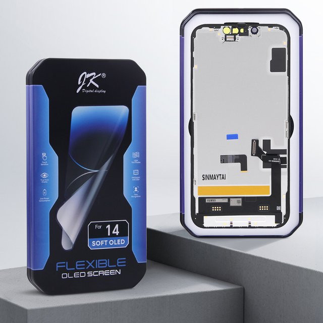 JK Soft OLED Display Ersatzbildschirm mit Touch-Digitizer für iPhone 14, Farbe: Schwarz, kompatibel mit Modellen A2882, A2649, A2881 - Bild 1