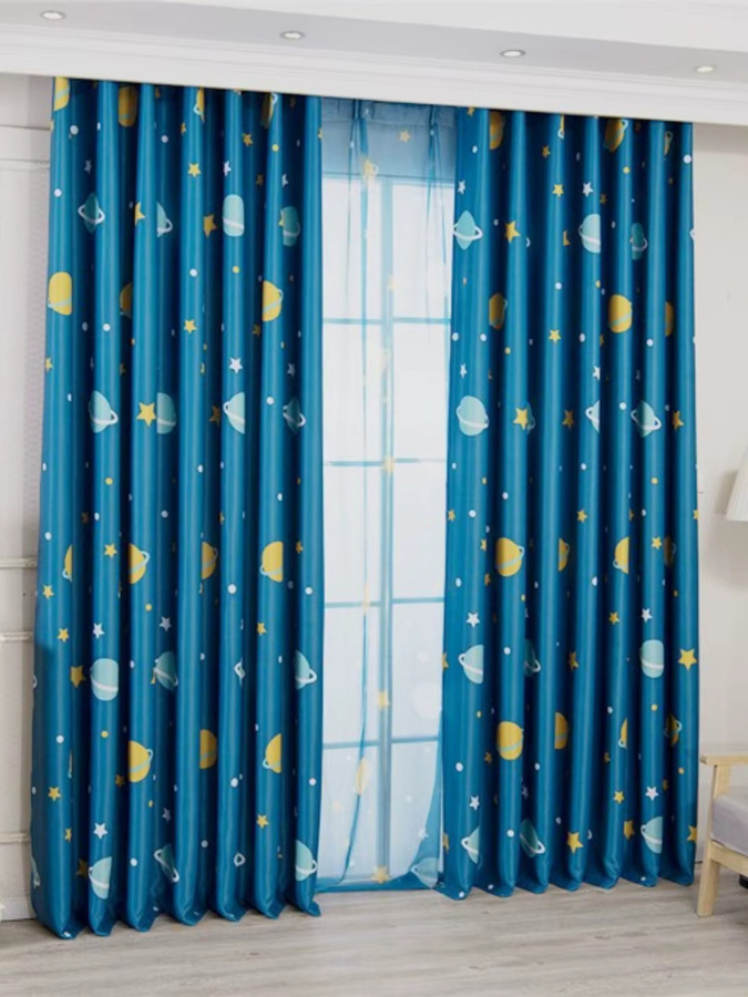 CENTURyMiG Verdunkelungsvorhang mit blauem Planeten-Print, thermoisolierend, für Schlafzimmer und Kinderzimmer, Breite: 130 cm, Höhe: 100 cm - Bild 5