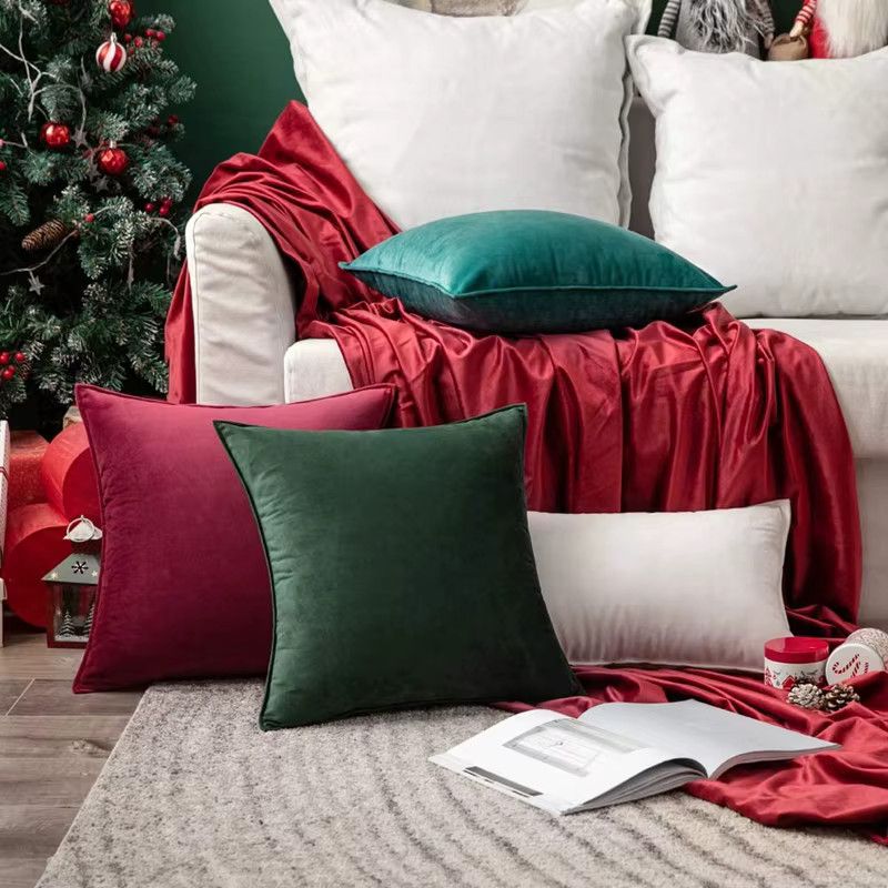 2er-Set inyahome Kissenbezüge aus Samt in Rot und Grün für Couch und Schlafzimmer - Bild 2