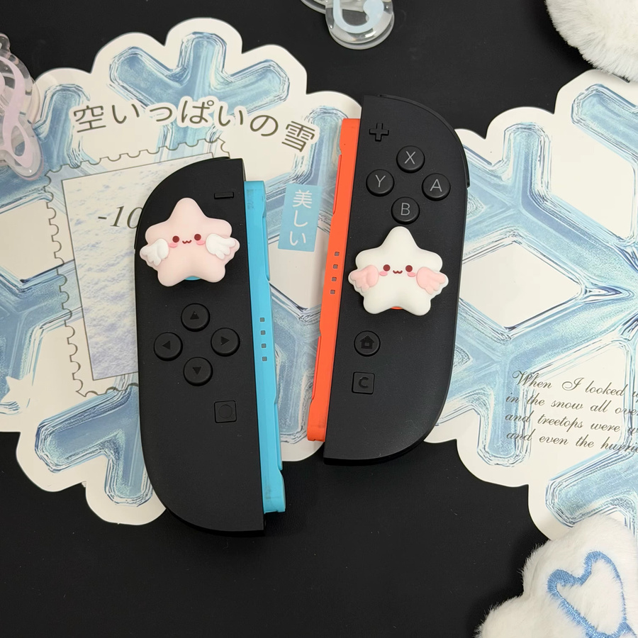 Bandai Joystick-Kappen mit Sternflügel-Design aus weichem Silikon für Nintendo Switch OLED und PlayStation 5 Controller, Multicolour - Bild 2