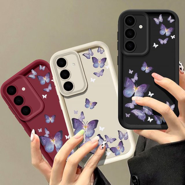 Schmetterling Soft Case für Samsung Galaxy S25 S24 S23 S22 Ultra Plus FE und A-Serie in White Multicolour - Bild 1