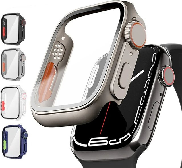 HUBANDE Displayschutzfolie und Hülle für Apple Watch, Silber, Silikon - Bild 1