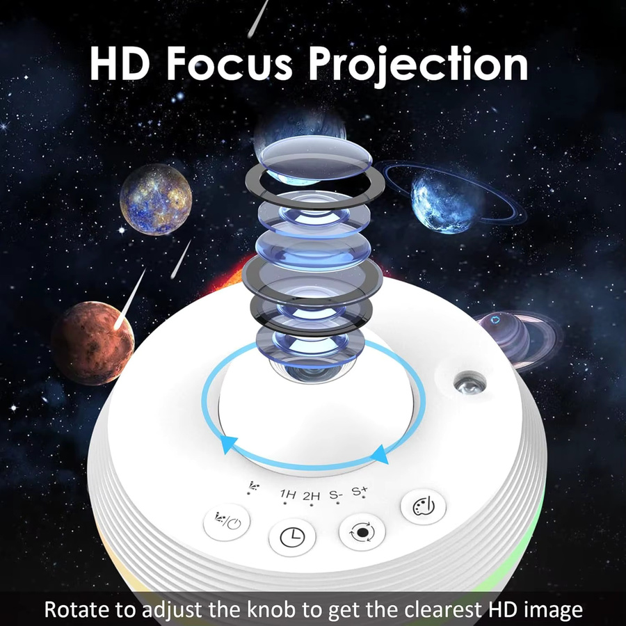 Visason Planetarium-Galaxie-Projektor 13-in-1 Sternlichtprojektor mit dynamischen Meteoren und 360 Grad rotierendem Nebel in Weiß - Bild 3