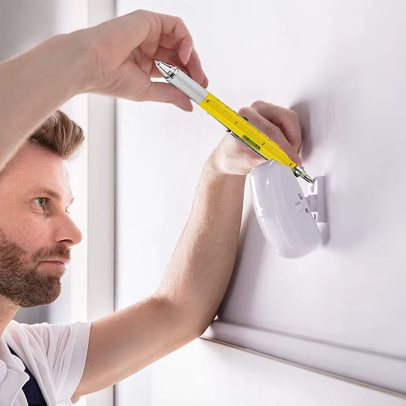 100 Stück Multitool Kugelschreiber von YUHOME Store in Gelb und Multicolour mit Nivellierlineal aus Metall - Bild 2
