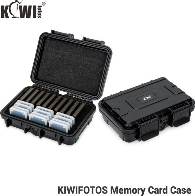 KIWIFOTOS Speicherkartenetui Set in Schwarz mit 1 hartem Etui und 22 transparenten Kartenetuis für 10 CFexpress Typ B oder XQD Karten sowie 12 SD Karten - Bild 1