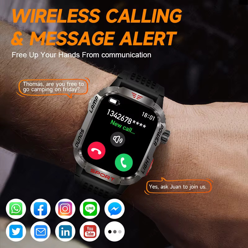 LIGE Smartwatch, Schwarz, Silikon, GPS, Kompass, Wasserdicht - Bild 3