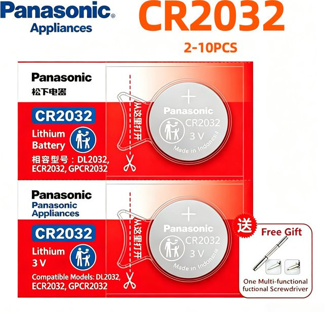 Panasonic CR2032 3V Lithium-Knopfzellen in Silber (2-10 Stück) - Bild 1