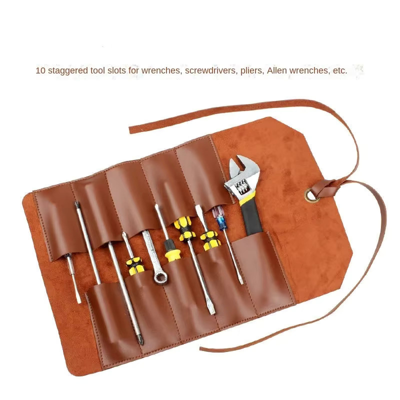 Multifunktionale Leder-Werkzeugtasche zum Aufrollen für Gravurwerkzeuge, Messer und Holzbearbeitung in Schwarz oder Braun - Bild 2