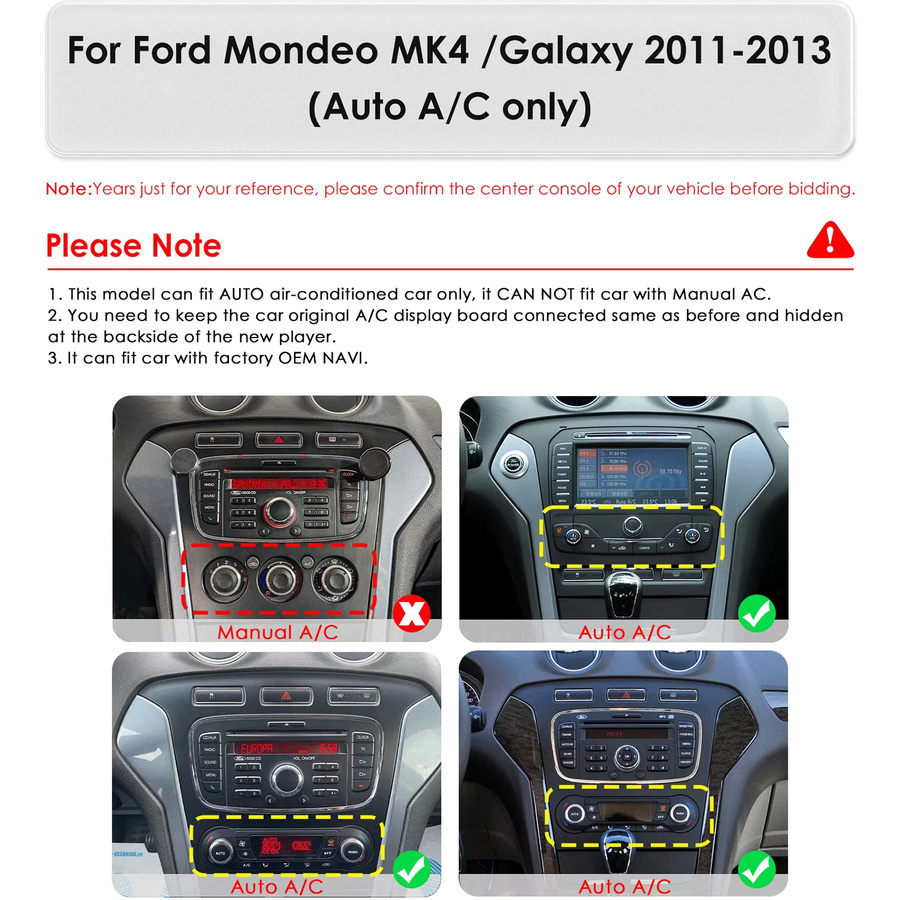 Hizpo Android Autoradio für Ford Mondeo MK4 und Galaxy 2011-2013 mit 9,7 Zoll Multimedia Video 2Din 4G Carplay Navigation Stereo in Schwarz - Bild 2