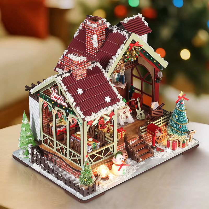 Battoom Weihnachten Puppe Haus Montage Modell, 3D Cartoon Puzzle, Bunt / Mehrfarbig - Bild 2