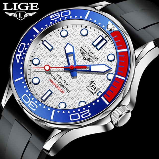 LIGE Armbanduhr, Quarz, Silikon, orange, Herren - Bild 1