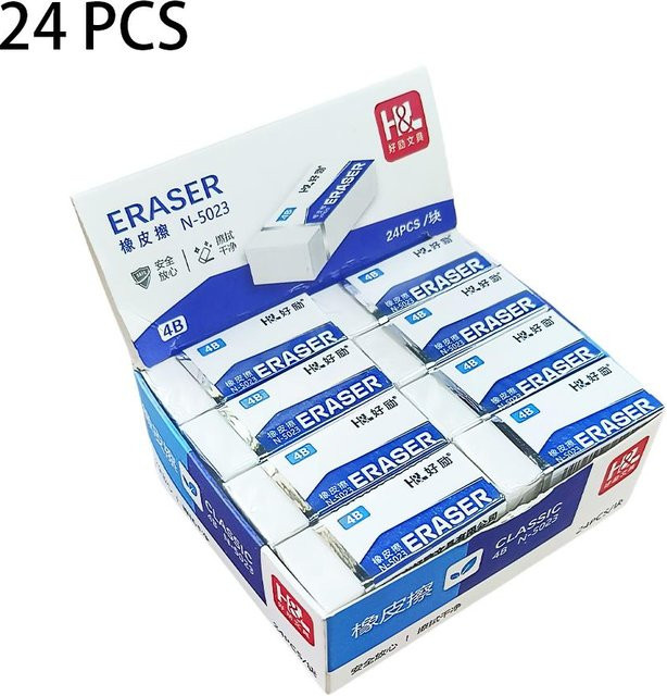 Yiran Radiergummi 4B staubarm in Blau, 24 Stück für Schule und Kinder - Bild 1