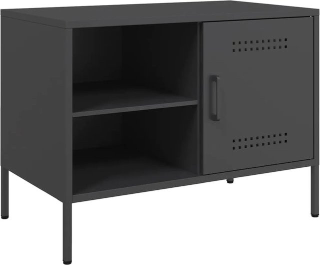 vidaXL TV-Schrank aus Stahl in Schwarz im Industrie-Stil, B/T/H: 68 x 39 x 50,5 cm - Bild 1
