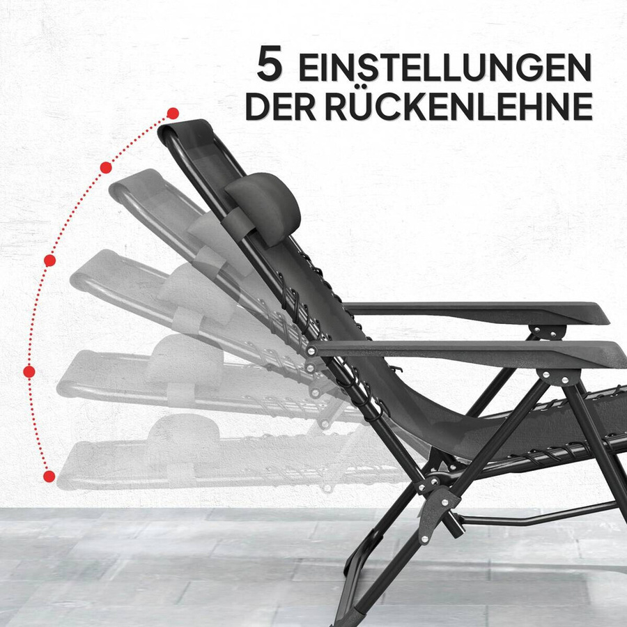 Outsunny Gartenliege 2er Set in Schwarz aus Netzstoff und Metall B/H/L: 65 x 110 x 90 cm - Bild 3