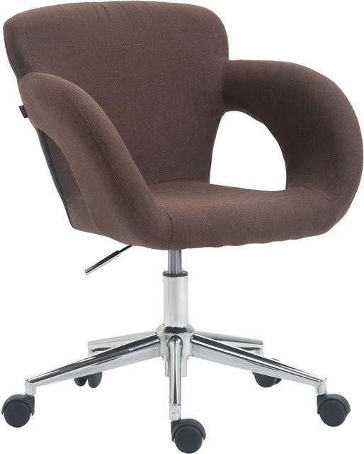 TPFLiving Bürostuhl Eddy aus Stoff in Braun mit Armlehnen und Rollen, B/T/H: 62 x 56 x 120 cm - Bild 1
