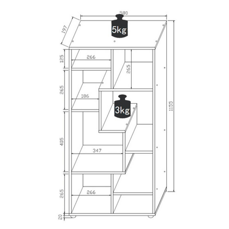 VCM Standregal Lanisa in Weiss aus Holzwerkstoff, B/H/T: 58 x 116 x 20 cm - Bild 2