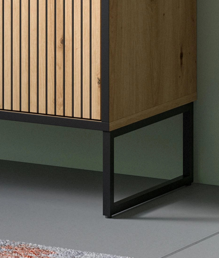 Waschbeckenunterschrank Scana in Eiche, modern und matt, B/T/H: 80 x 36 x 63 cm - Bild 3