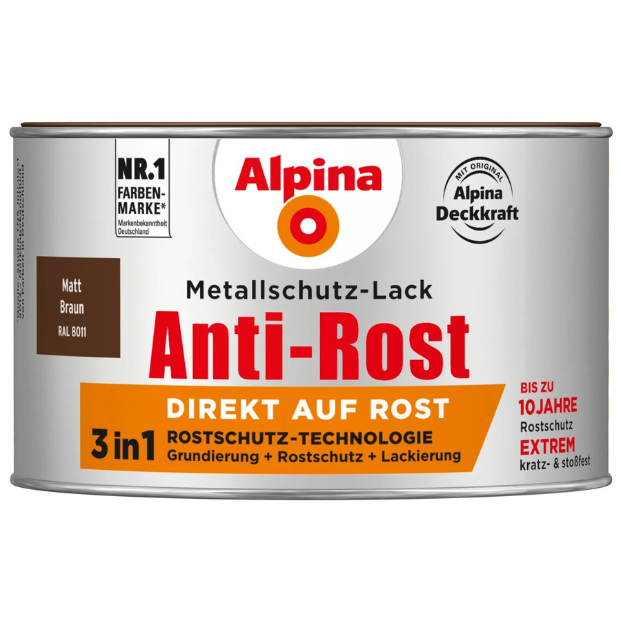 Alpina Metallschutz-Lack Anti-Rost, braun matt, 300 ml - Bild 2