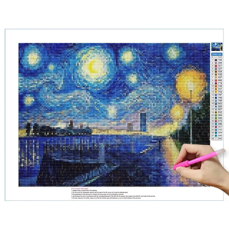 QIZITENG 5D DIY Diamantmalerei Set Sternenhimmel Landschaft Mosaik Kunst Wanddeko Mehrfarbig - Bild 5