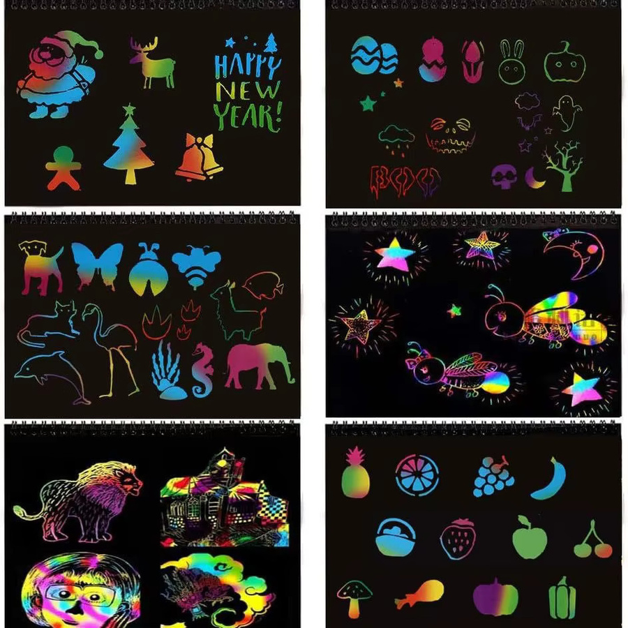 HUALIWEN Kratzbuch für farbenfrohe Zeichnungen in Multicolour - Bild 3