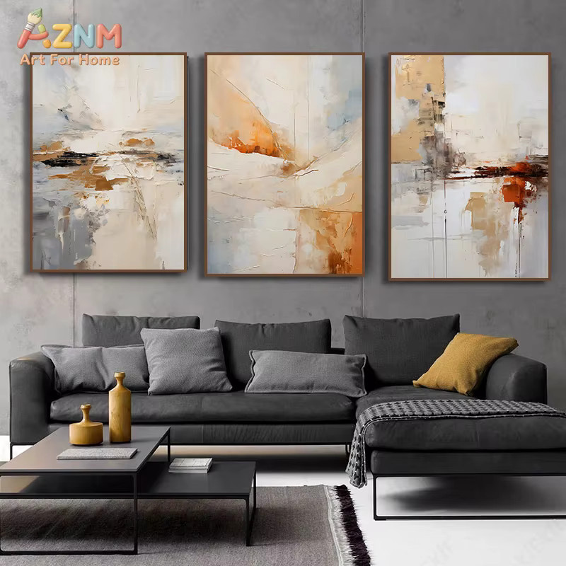 Kayou Abstrakte Landschafts-Leinwand als modernes minimalistisches Poster in Beige - Bild 3