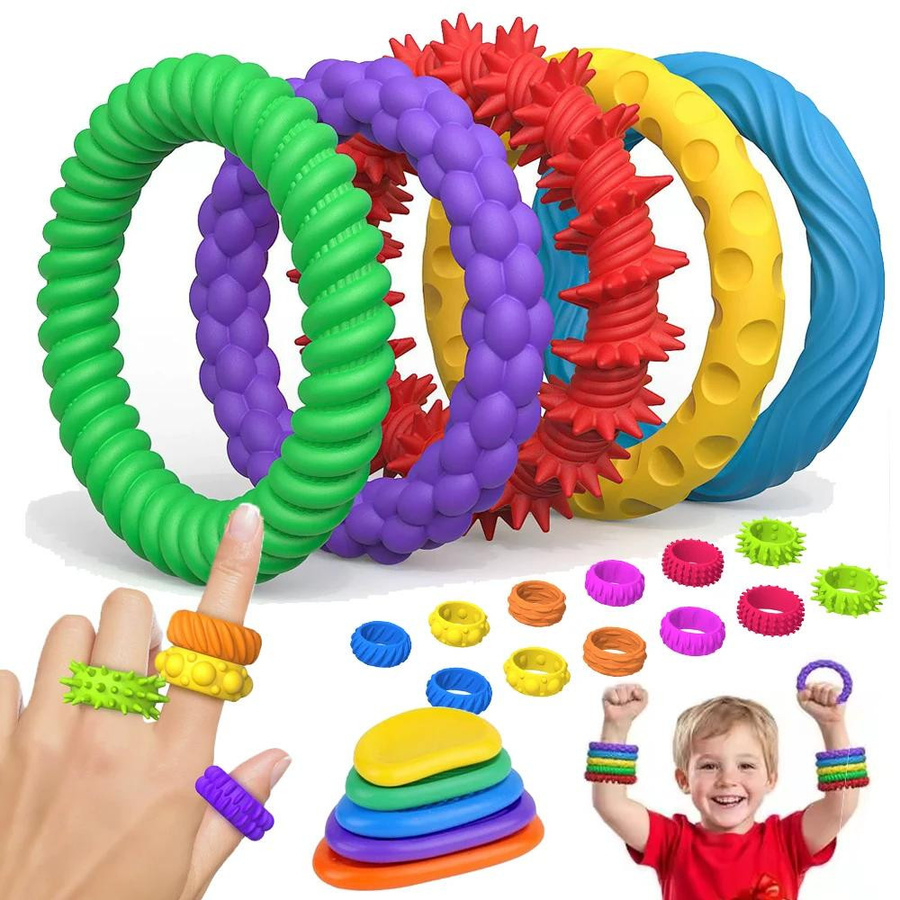 Topmix Fidget Spielzeug, Silikon Armband Ring Stein, Texturiert - Bild 3
