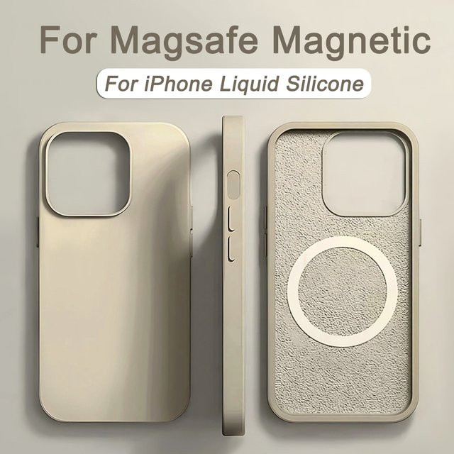 Stoßfeste MagSafe Silikon Schutzhülle für iPhone 11 12 13 14 15 16 Pro Max Plus in Weiß mit magnetischer Wireless Charging Funktion - Bild 1